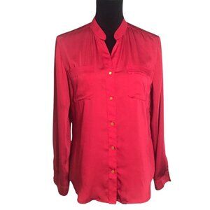 Chico's Long Sleeve Button Blouse in Red - Size 1 (Medium)